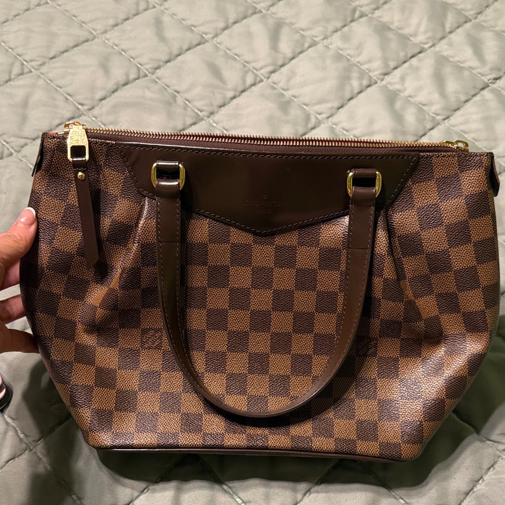 Brown Checkered Handbag